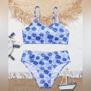Girls Floral Bikini print ribbed 2 piece